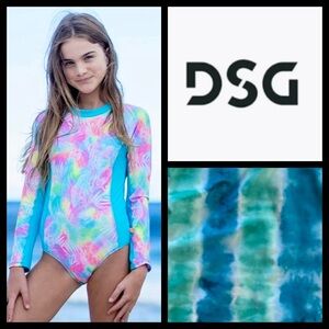 ⭐️ DSG Girl’s Tie Dye Long Sleeve Rashguard Swimsuit